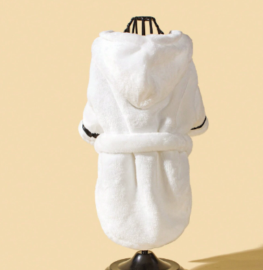 Hooded Pajamas Dog Bathrobe - White Dog Clothing