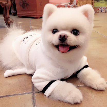 Hooded Pajamas Dog Bathrobe - White Dog Clothing